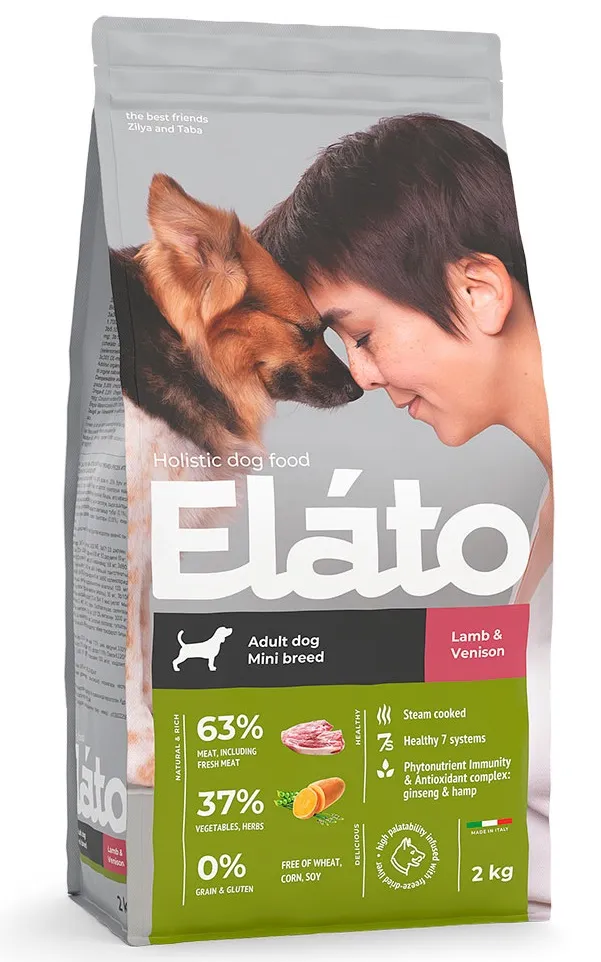 Полнорационный корм для взрослых собак Elato (Элато) мелких пород с ягненком и олениной